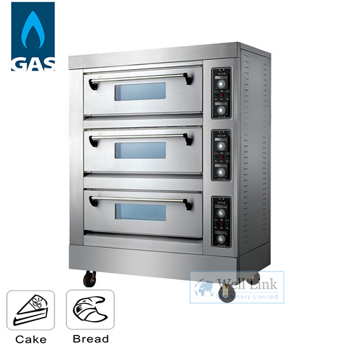 Gas oven 3 layers 6 trays