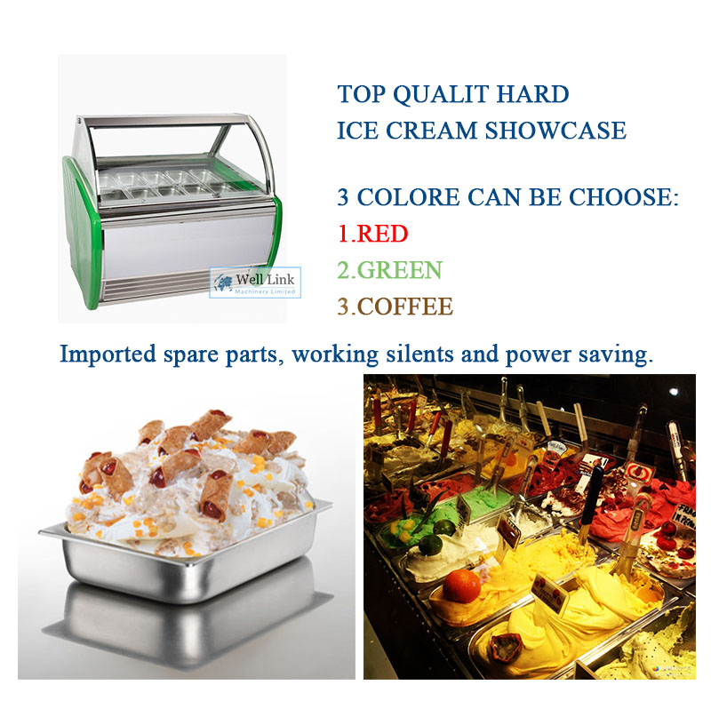 Hard ice cream showcase